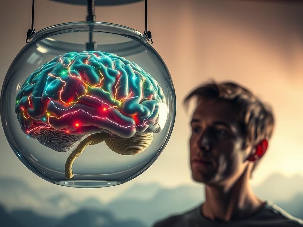 A brain in a glass container, suspended in a luminous, ethereal environment. The neural pathways and synaptic connections pulsing with vibrant energy, illuminating the intricacies of the human mind. In the foreground, a figure studying the specimen, their expression one of deep contemplation, representing the pursuit of understanding the complex relationship between the brain and behavior. The background fades into a dreamlike, abstract landscape, evoking the enigmatic nature of the field of behavioral neuroscience. Soft, directional lighting casts dramatic shadows, lending an air of mystery and discovery to the scene. The overall atmosphere conveys the intersection of science, curiosity, and the quest to unravel the mysteries of the human condition.